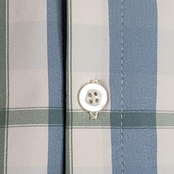 Mizzen Main Shirt Men’s Size XXL Trim Fit Long Sleeve Button Up Plaid Blue - Picture 6 of 10